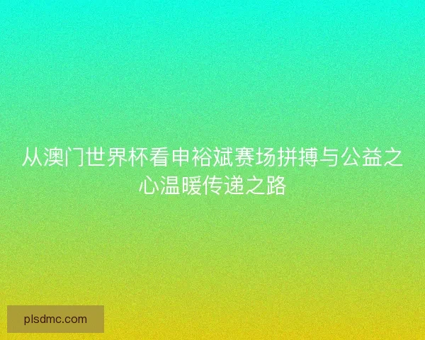 从澳门世界杯看申裕斌赛场拼搏与公益之心温暖传递之路